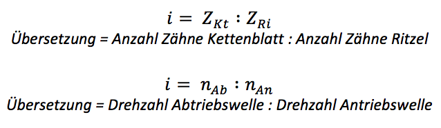 Formel Übersetzung am Fahrrad